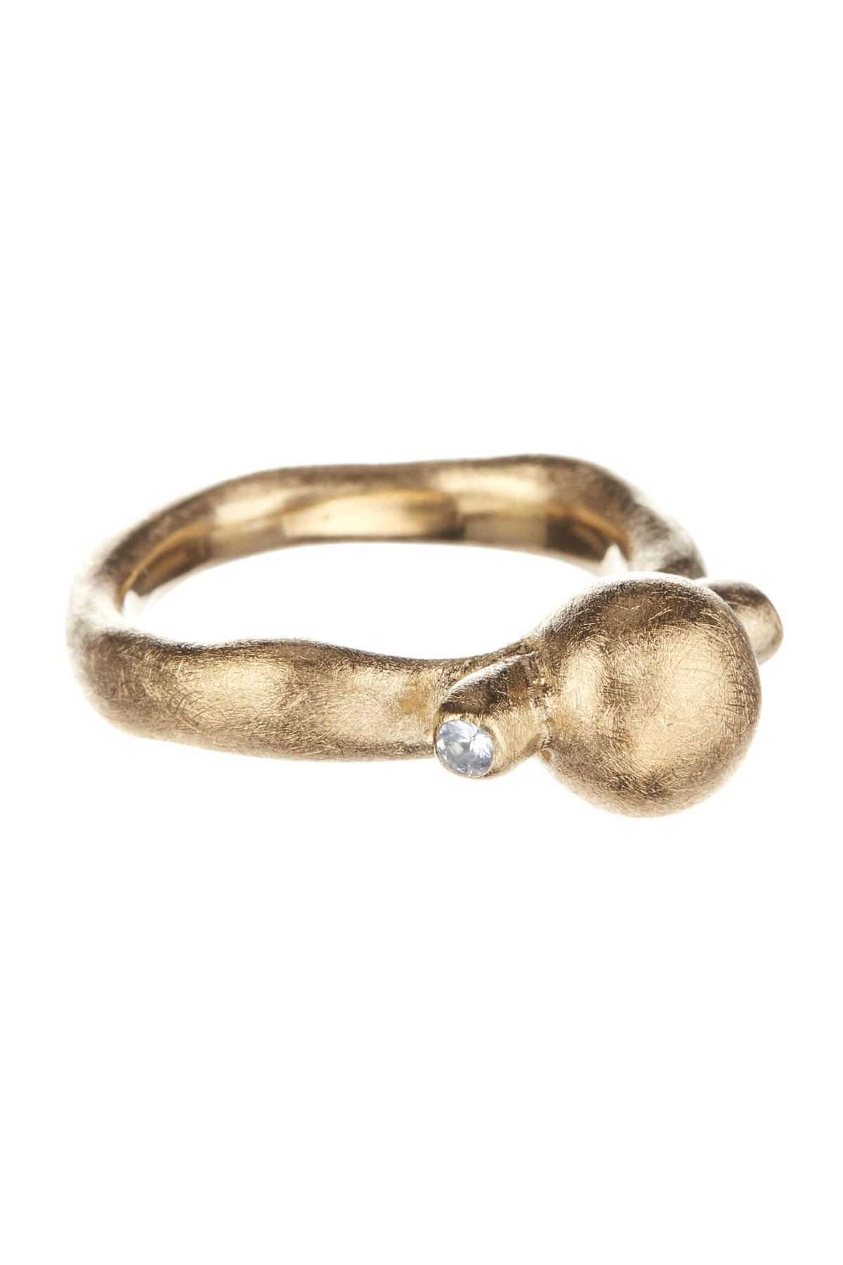 Small Ball Ring + White Diamonds