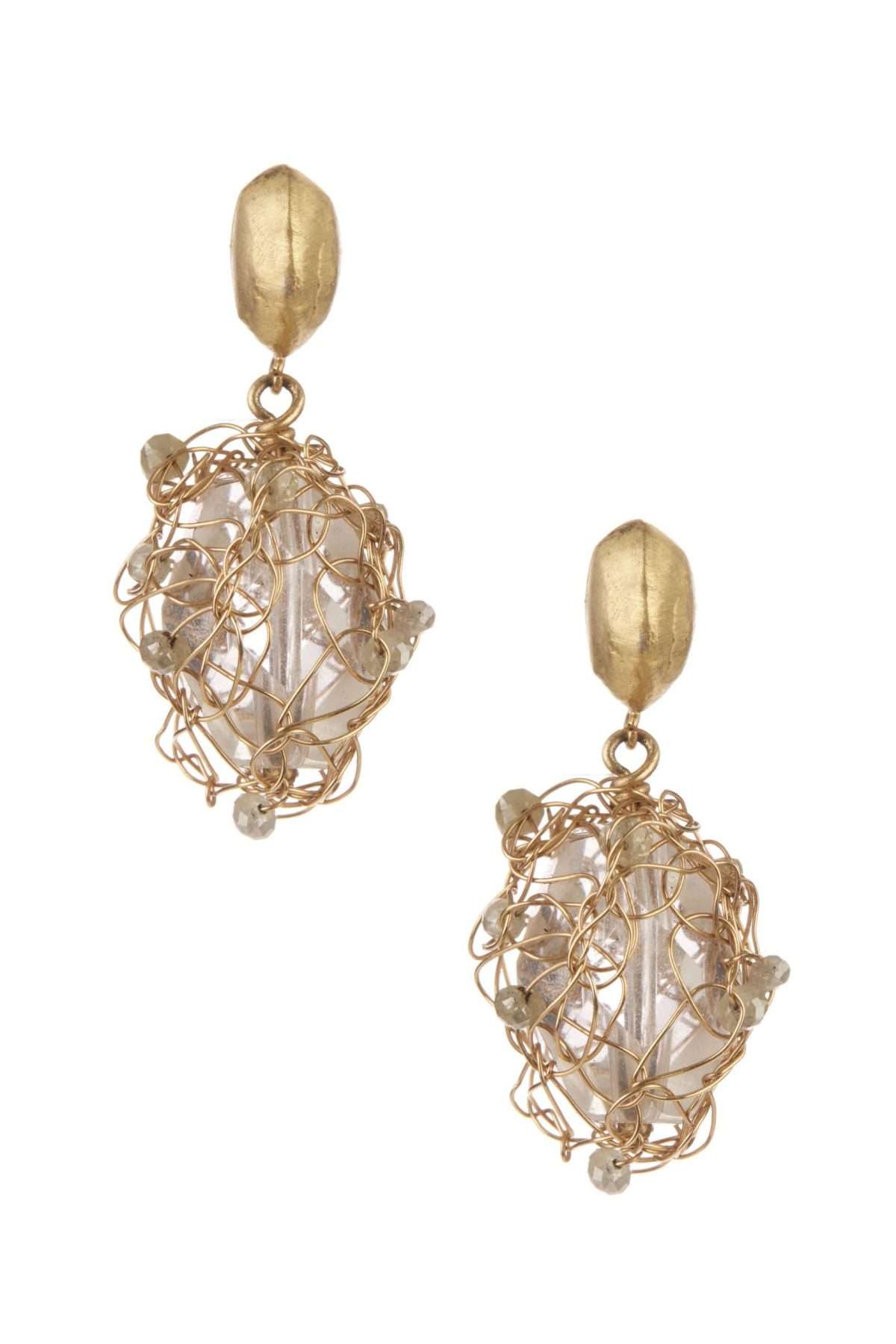 Woven Gold + Diamond Earrings