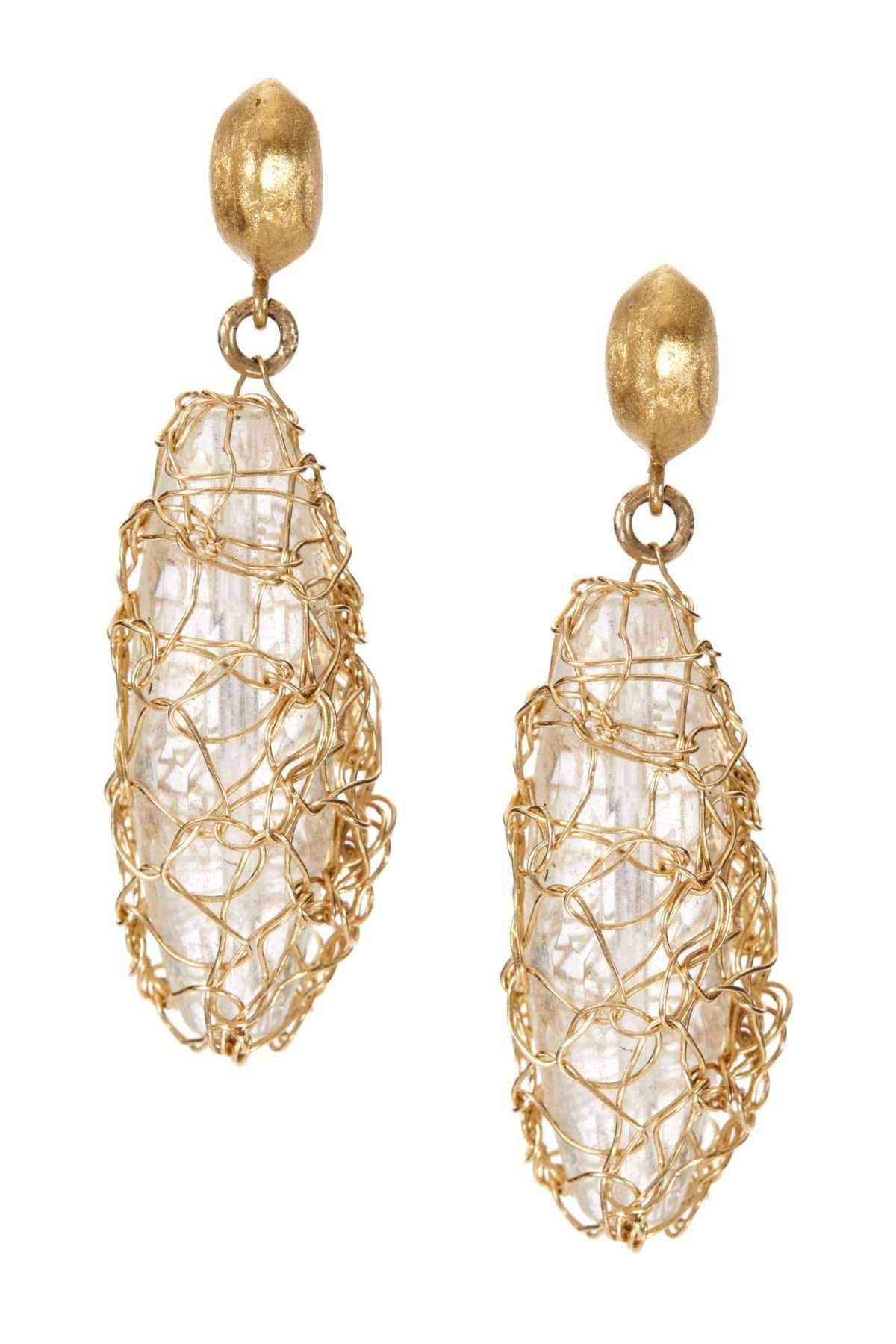 Woven Gold over Faceted Rock Crystal Naked (long)