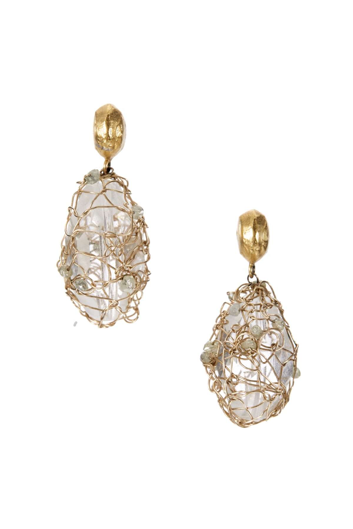 Woven Gold + Diamonds Over Short Rock Crystal